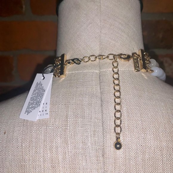 CONVERTIBLE WHITE BEACH & RHINESTONE MULTI-ROW NECKLACE - Picture 6 of 12